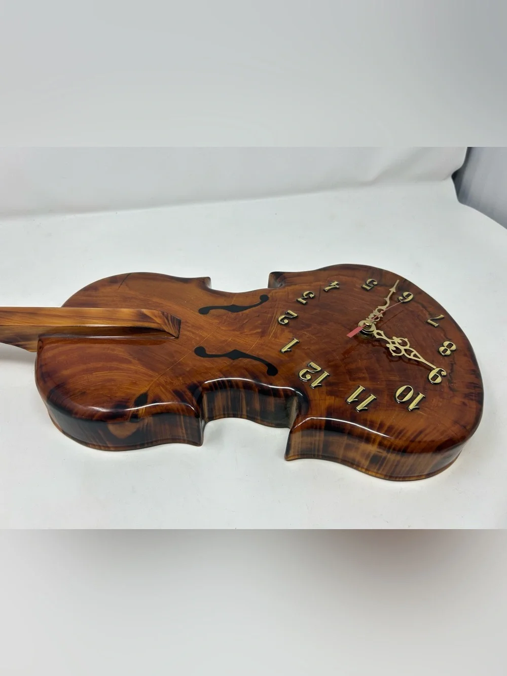 Cypress Wood Clock Violin Vintage and Unique 1985
